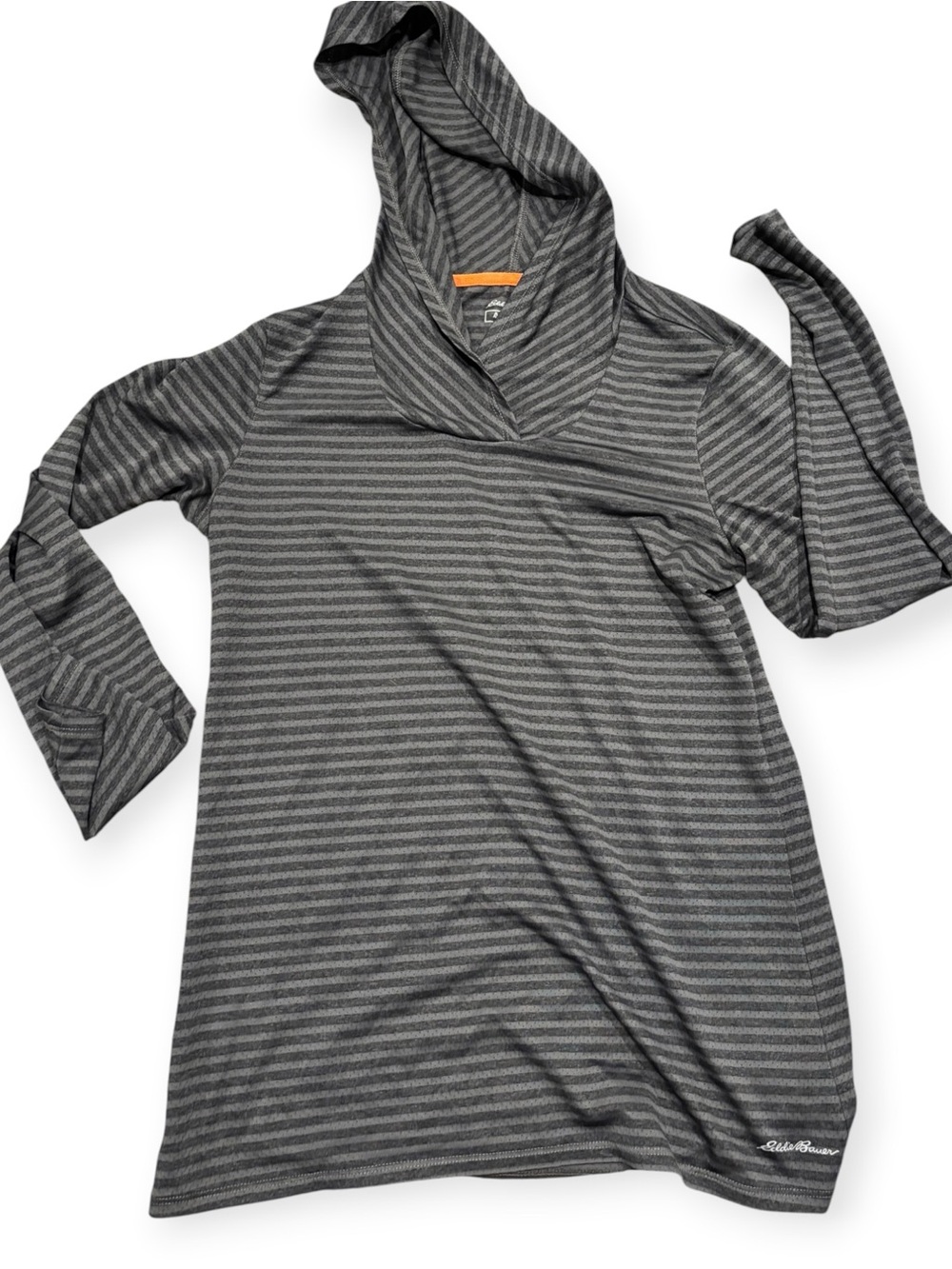Eddie Bauer Women's Gray Striped
Hooded Active Top Size S